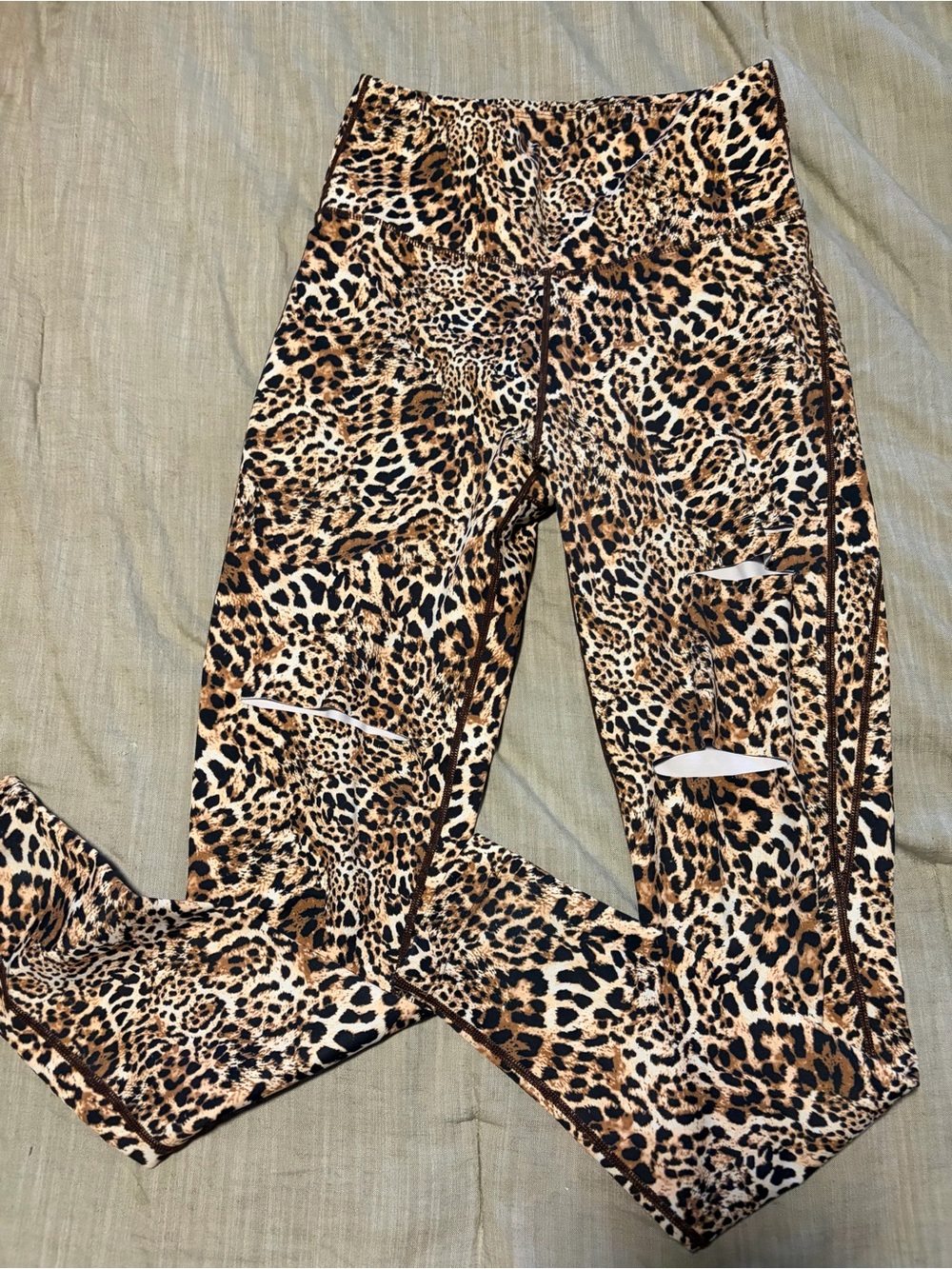 Leopard Print High-Waist Leggings - Brown/Black